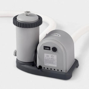 Intex 26756NP Piscina Fuori Terra Prisma Frame Rotonda Pompa Filtro 5678 L-h Scaletta Telo Base e Copertura 32695 L Acciaio e PVC Grigio 610x132 cm 610cm x132cm Con Pompa Filtro