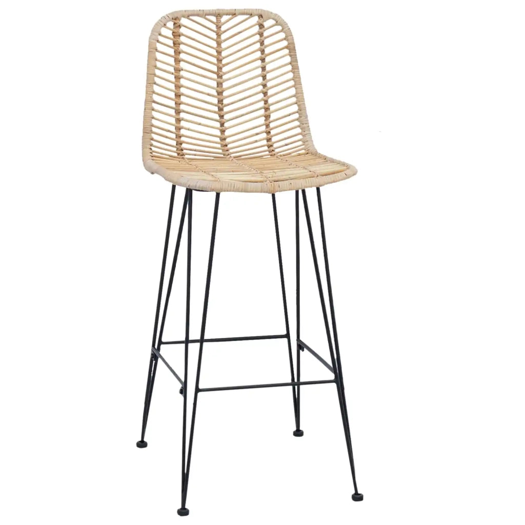 Sedia da Bar 2 pcs Naturale 44,5 x 53 x 111 cm Rattan e Ferro 42011547