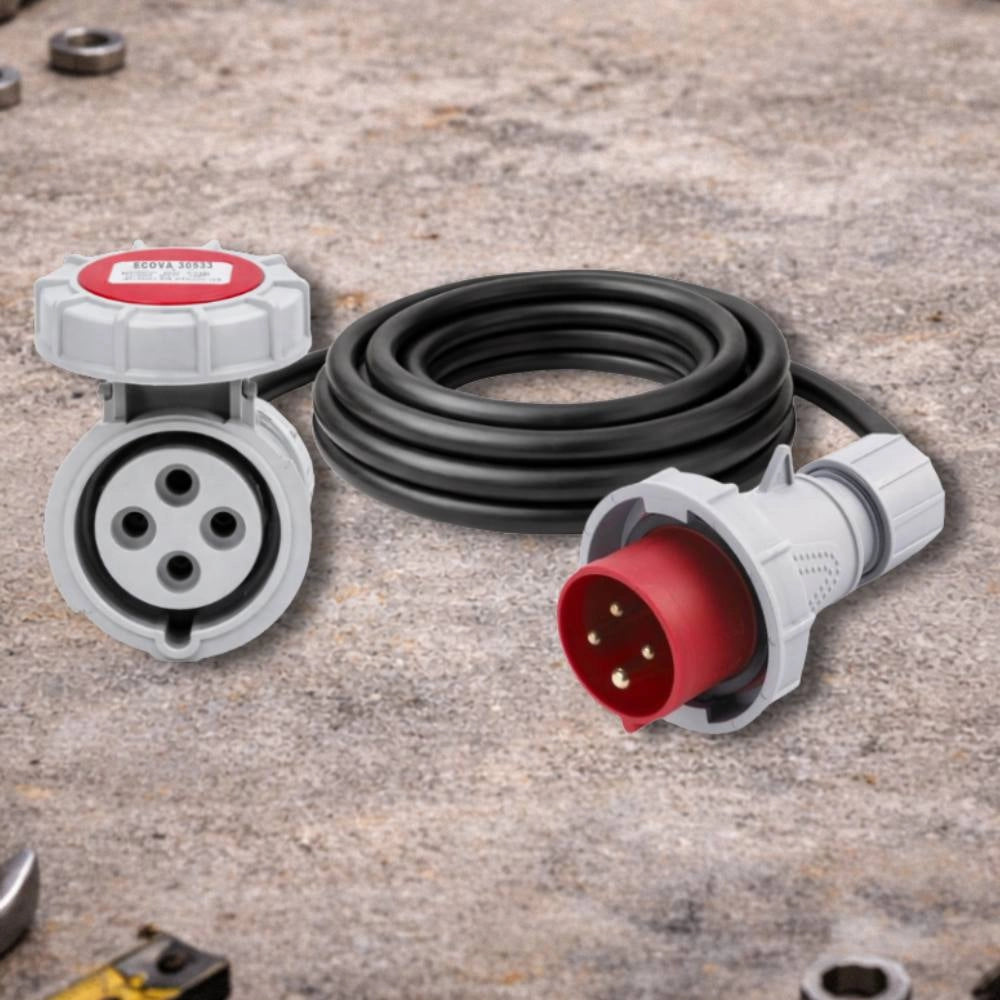 Spina industriale ecova trifase rossa ip67 3p+t resistente e sicura *** ampere 16 ampere, confezione 1