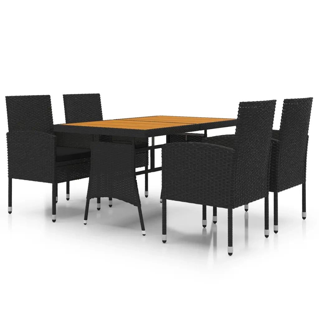 Set da Pranzo per Esterni 5 pz in Polyrattan Nero 3120099