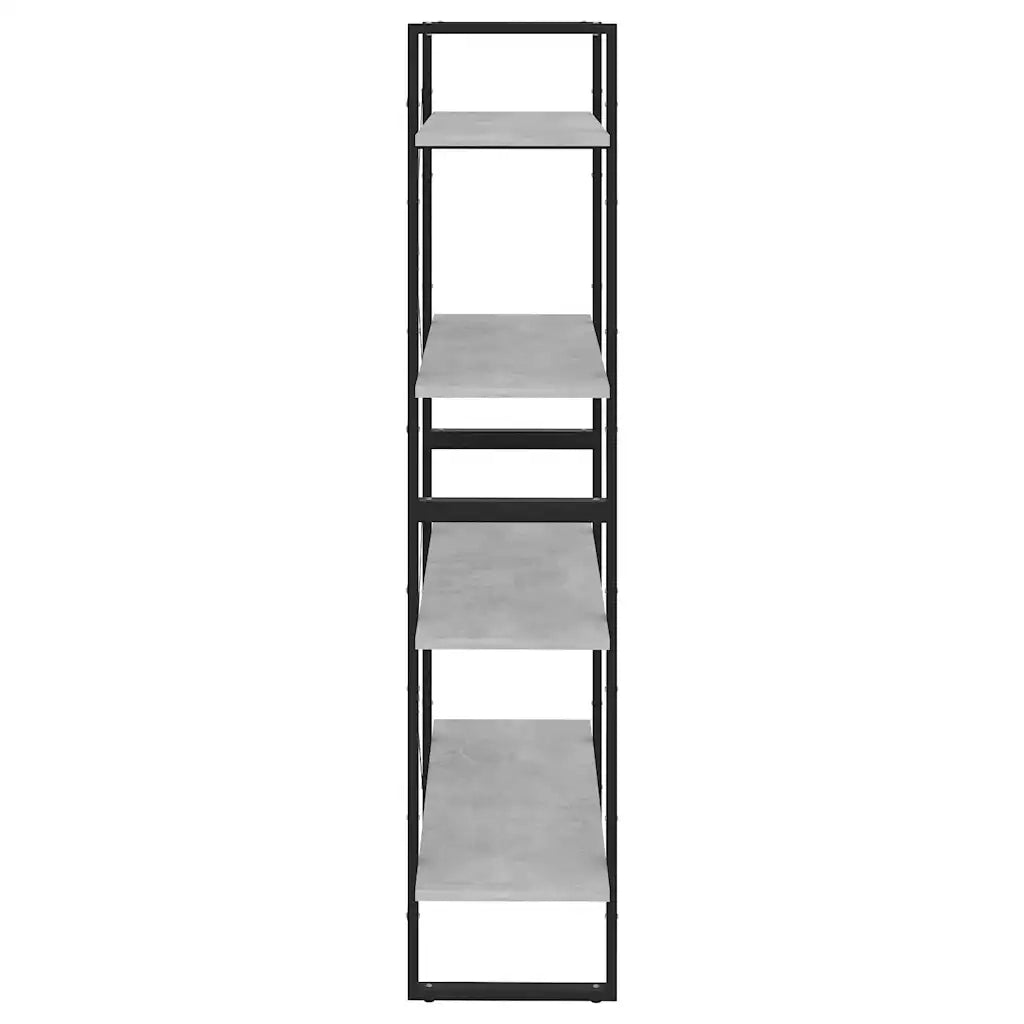 Libreria 4 Ripiani-Scaffale per Libri-Mobile di Stoccaggio Grigio Cemento 80x30x140cm Legno Multistrato