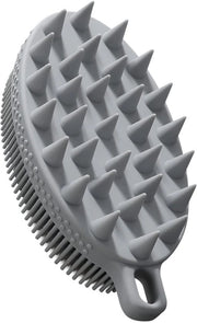 Spazzola corpo a doppia faccia in silicone per la pulizia della pelle e dei capelli, 2-in-1 spazzola per doccia e vasca, spazzola per shampoo, massaggio capo, esfoliante, schiuma bene, facile da pulire, duraturo, grigio