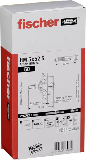 Tassello Metallico Hm 5X52 S Con Vite (50 Pz.)