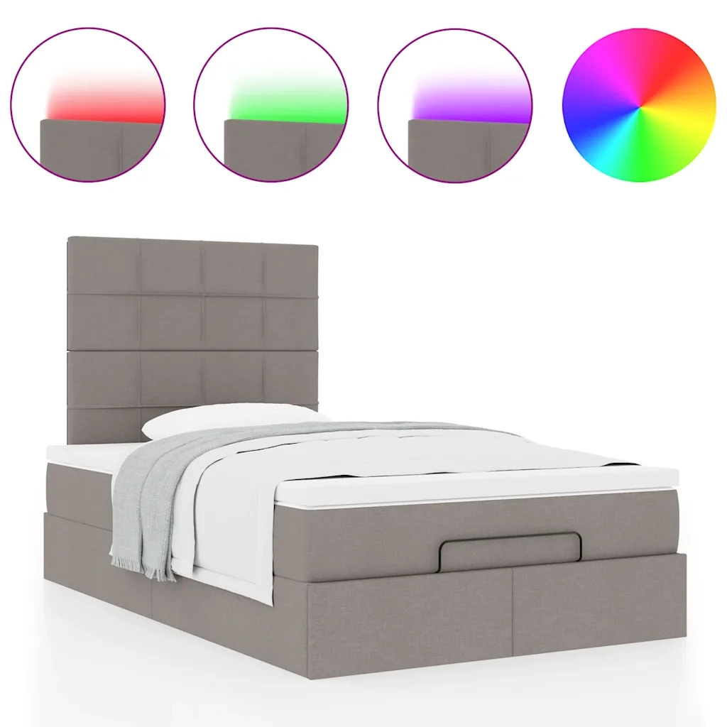 vidaXL Struttura Letto Pouf con Materasso Tortora 120x190 cm Tessuto