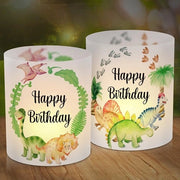 Lanterna da Tavolo 12 pezzi - Decorazione da Tavolo per Compleanno - Tema Giungla - Motivo Dinosauri - Dimensioni 27 x 10 cm