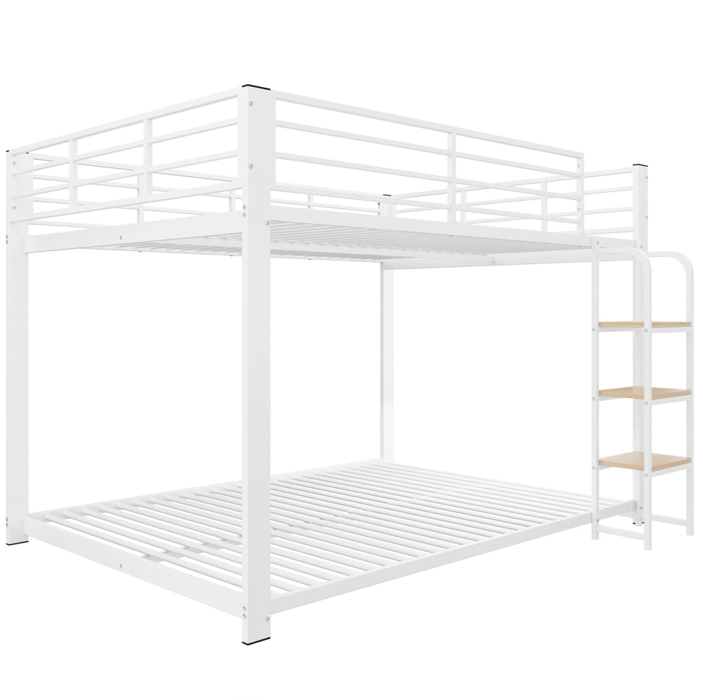 Letto a castello bianco 140 x 200 cm con scala a gradini