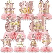 Decorazione da tavola per 16 anni in stile rose e oro, set 9 pezzi, accessori da tavola per festa di compleanno di una ragazza.