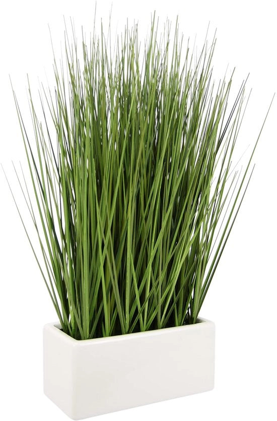 Flair Pianta Artificiale in una Ciotola Ceramica, Pianta Verde, Pianta Artificiale, Erba Finta, Erba Decorativa, Cespuglio Erboso, Erbe, Erba Decorativa, Pianta Solitaria, Pianta Decorativa, Pianta, Verde, Erba da Camera, 021139GN, 45x23x13 cm
