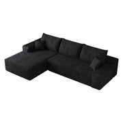 Divano angolare modulare senza struttura con chaise longue - in tessuto a coste - nero