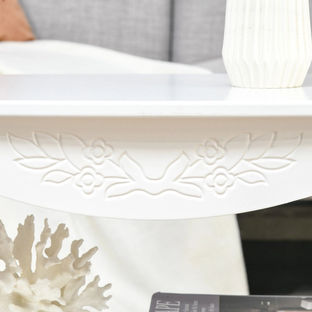 Tavolino da Caffè Basso in Legno Bianco 94x44x42 cm