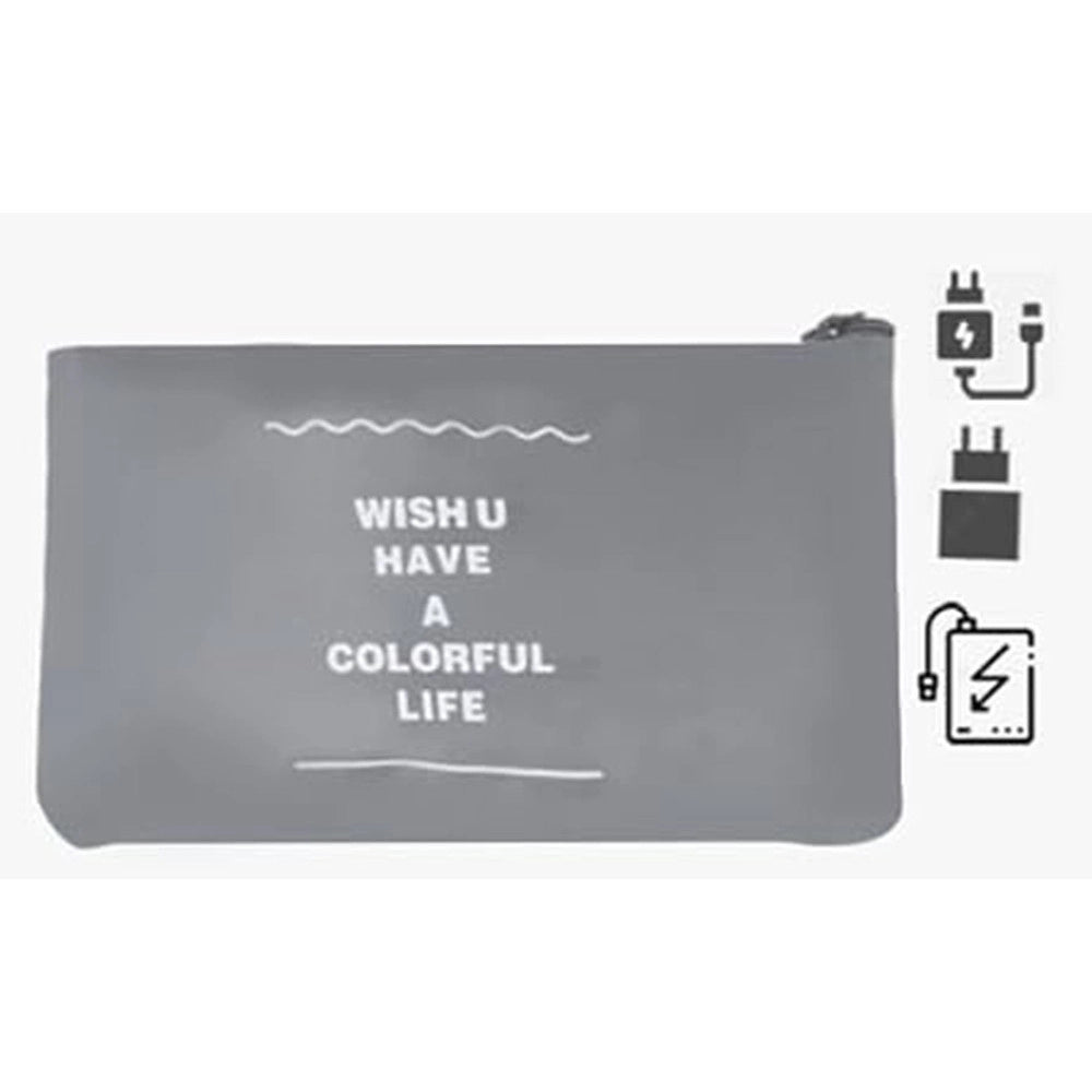 Trade Shop - Set 2pz Organizer Viaggio Organizza Valigia Bagagli Borsa Piatta 27x12cm Grigia 87714 -