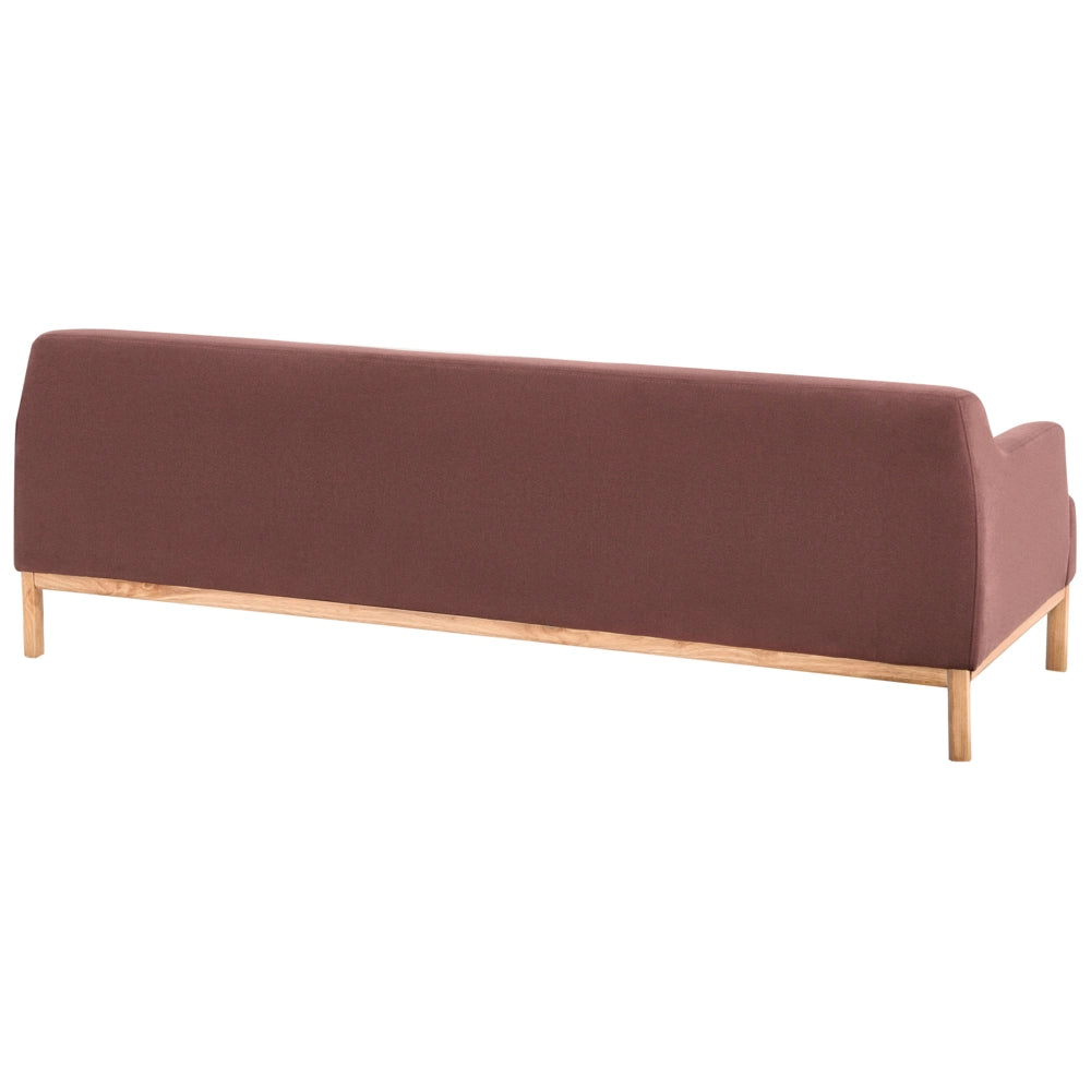 Divano a 3 posti in tessuto bourdeaux con gambe in legno stile elegante soggiorno
