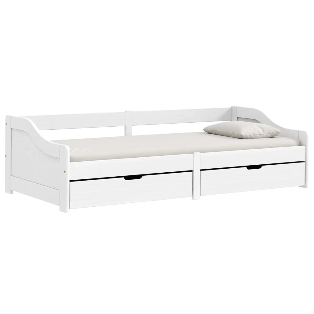 Dormeuse 2 Cassetti Bianca 90x200 cm Legno Massello Pino IRUN