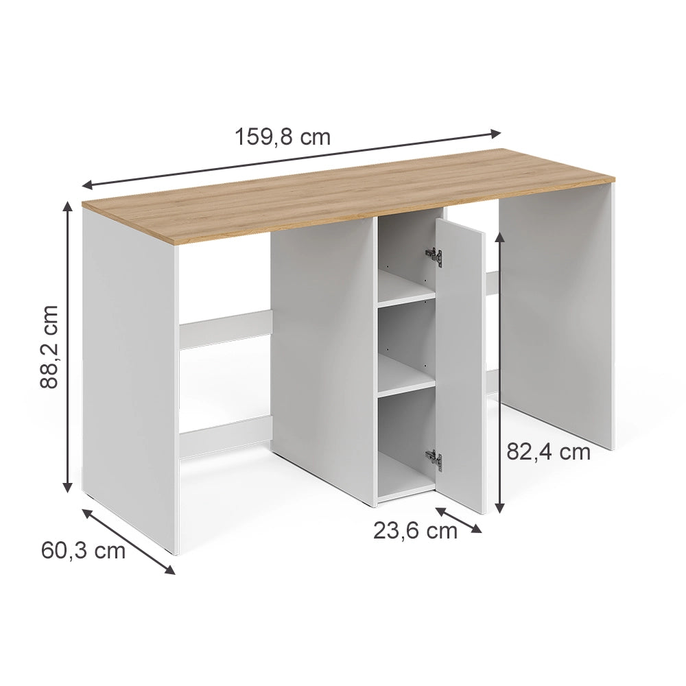 Vicco Mobile lavatrice Bianco/Rovere artigianale 159.8 x 88.2 cm con 3 scomparti