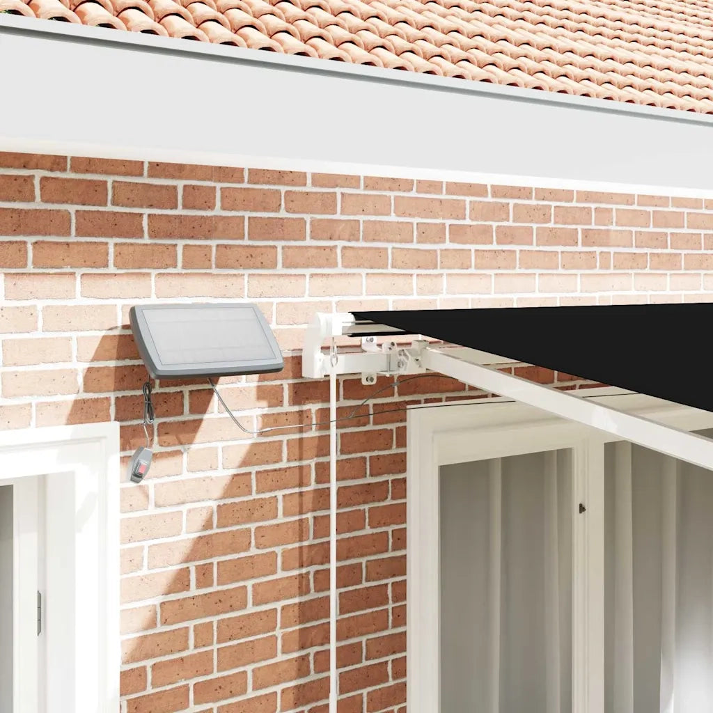 Tenda retrattile-Tenda parasole per balcone Nero 300 x 250 cm Tessuto e acciaio