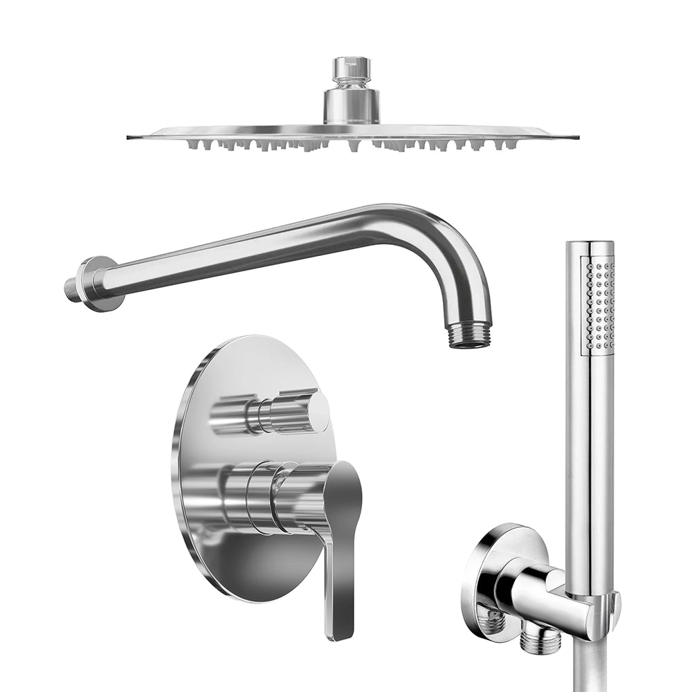 Set doccia cromato - Miscelatore incasso 2 vie Mia, braccio 30cm, soffione slim 20cm e doccino