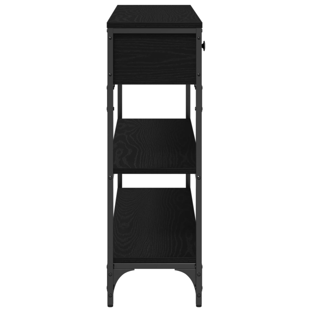 Tavolino Nero Rovere 100x25x75 cm Legno ingegnerizzato e Acciaio