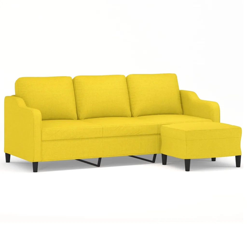 Divano a 3 Posti con Poggiapiedi Giallo Chiaro 180cm in Tessutocod mxl 120703