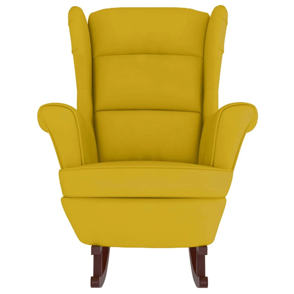 Sedia a dondolo con schienale alto in velluto giallo CFW1485724