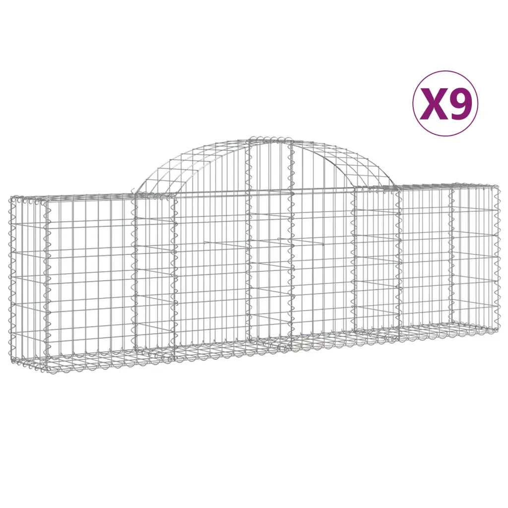 Cesti Gabbioni ad Arco 9 pz 200x30x60/80 cm Ferro Zincato 3146075