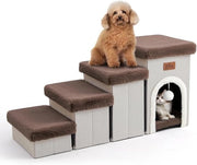 Scala per Cani con Ripostiglio - Passo Flettibile per Animali con Copertura Impermeabile - Scale per Gatti anziani per Divano Letto - Stabilità comoda fino a 82 kg - 33 x 89 x 44,5 cm