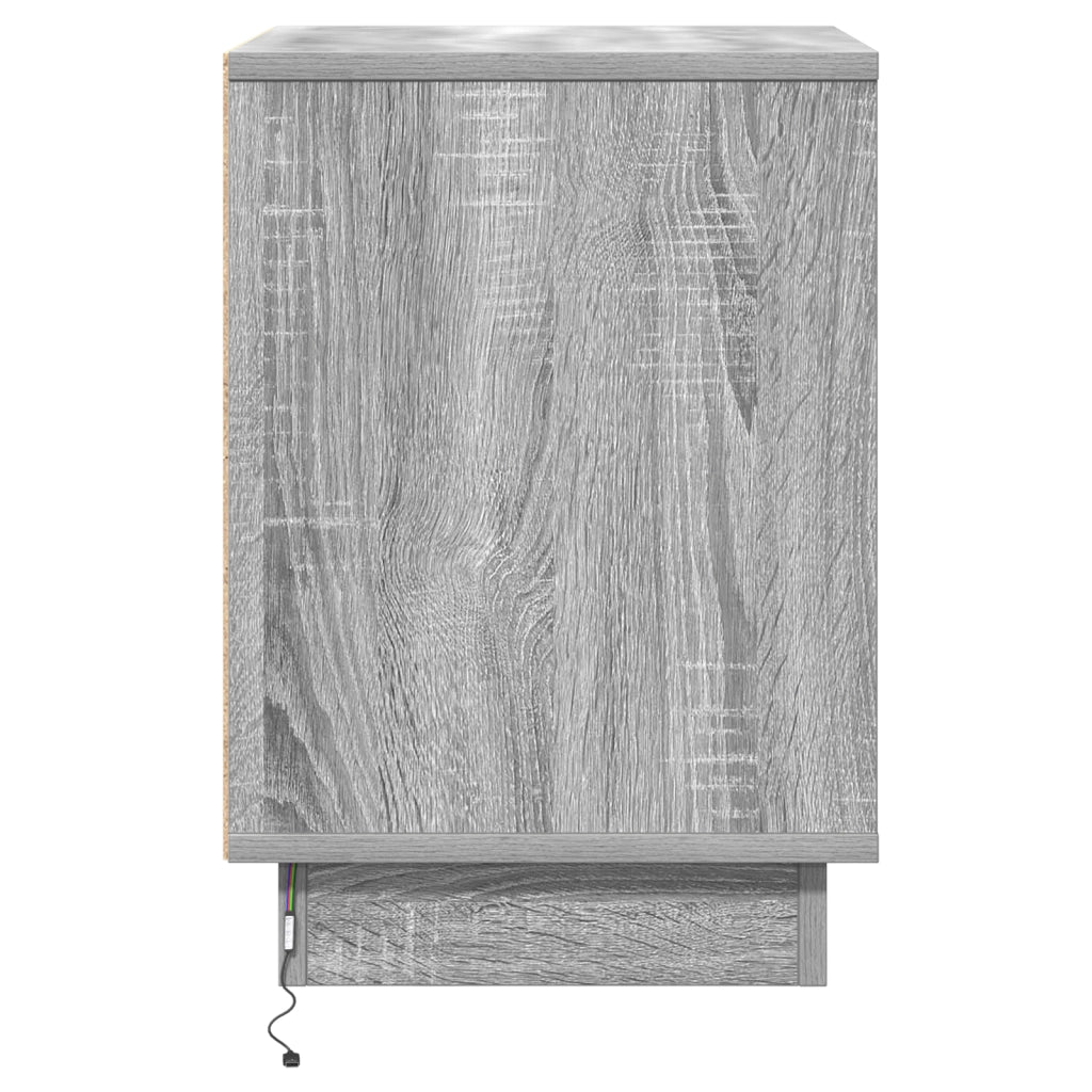 Comodino con luci LED Grigio Sonoma 39x34,5x50 cm