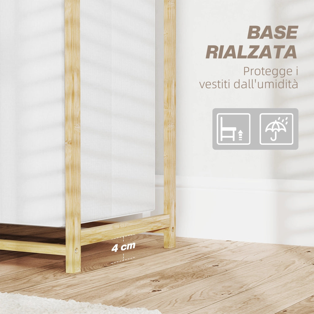 Cesto Portabiancheria con Ripiano in Bamb¨´ ¨C zephmum ¨C Bianco 70x36x70 cm