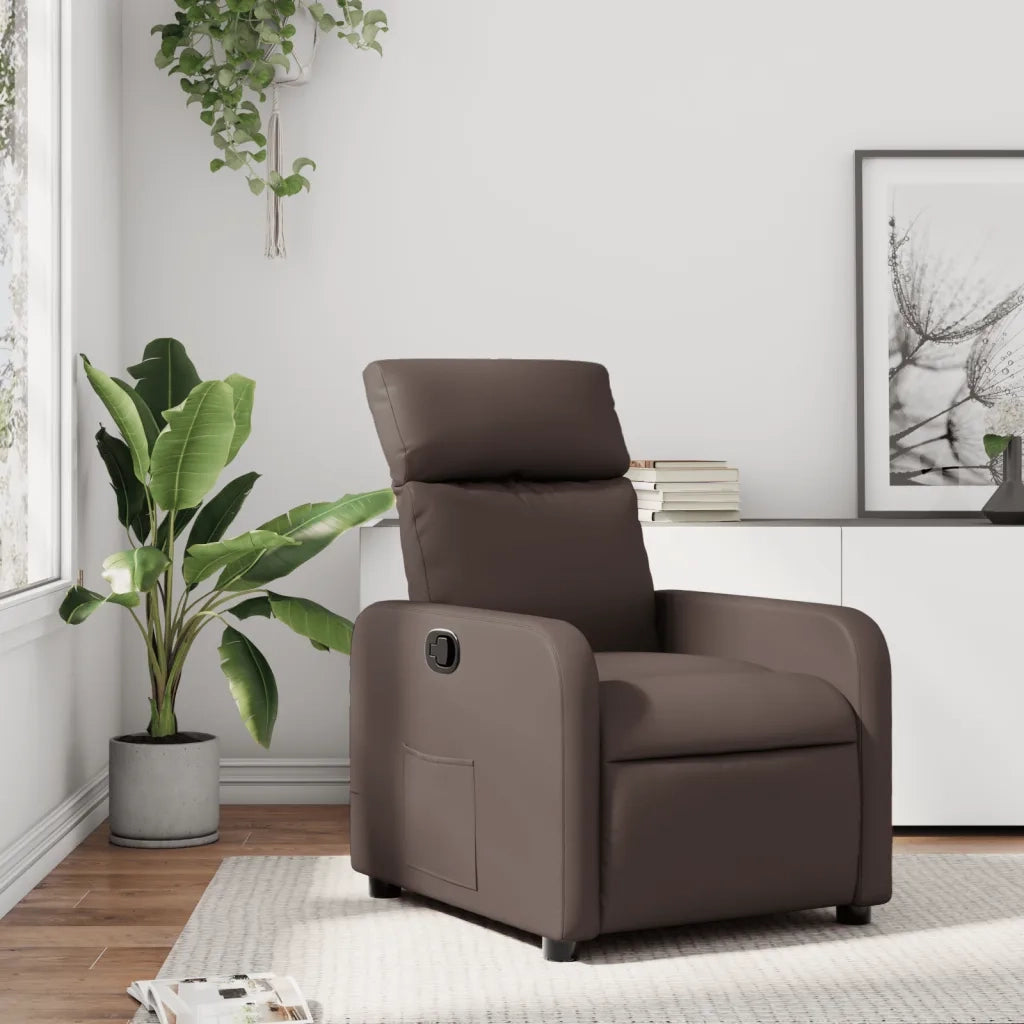 Divano Sedia-Poltrona Reclinabile Marrone in Similpelle 941412