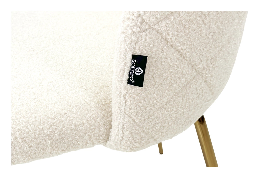 Sedia da pranzo imbottita in tessuto bouclè bianco avorio (2 pz) - Nicole - SD11NIG-B