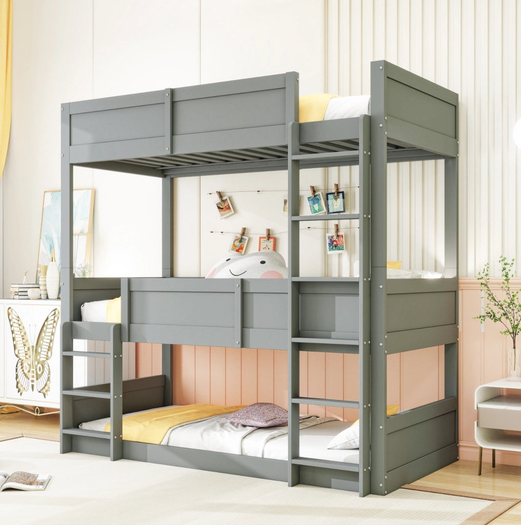 Letto modulare triplo 90x200 cm in legno grigio
