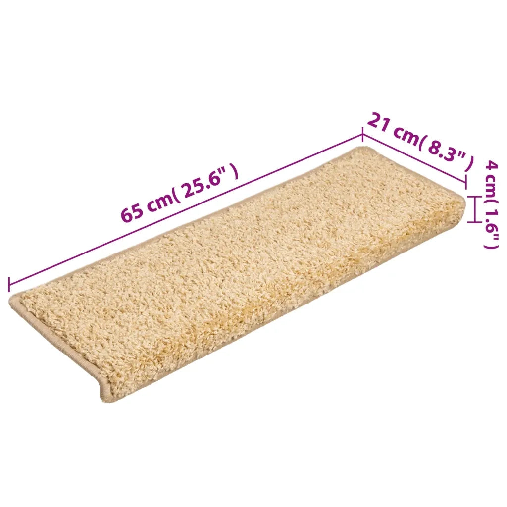 Tappetini per scale 15 pz 65x21x4 cm Crema Bordo rettangolare 134579
