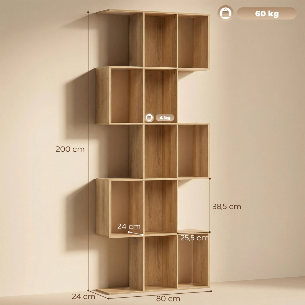 Libreria Scaffale 5 Livelli ¨C Zephmum ¨C Rovere 80x24x200 cm