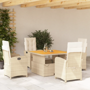 Set da Pranzo da Giardino 5 pz con Cuscini Beige in Polyrattan 3277353