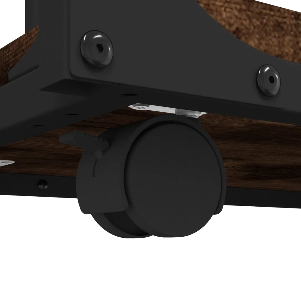 Tavolino con Ruote-Tavolino da soggiorno-Tavolo Rovere Fumo 50x35x55,5 cm Legno Multistrato