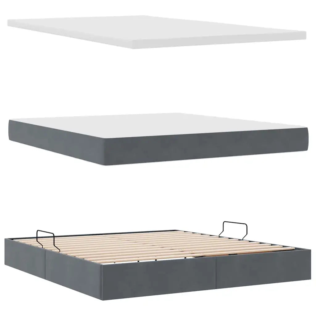 Letto con contenitore e LED Grigio scuro 180 x 200 cm Velluto 3372742