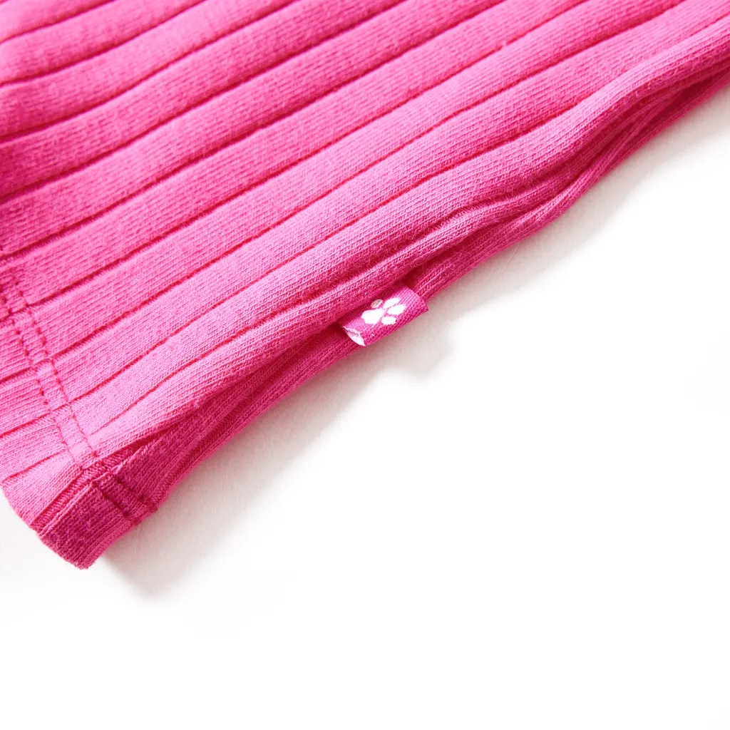 Maglietta da Bambina a Maniche Lunghe a Costine Fucsia 104