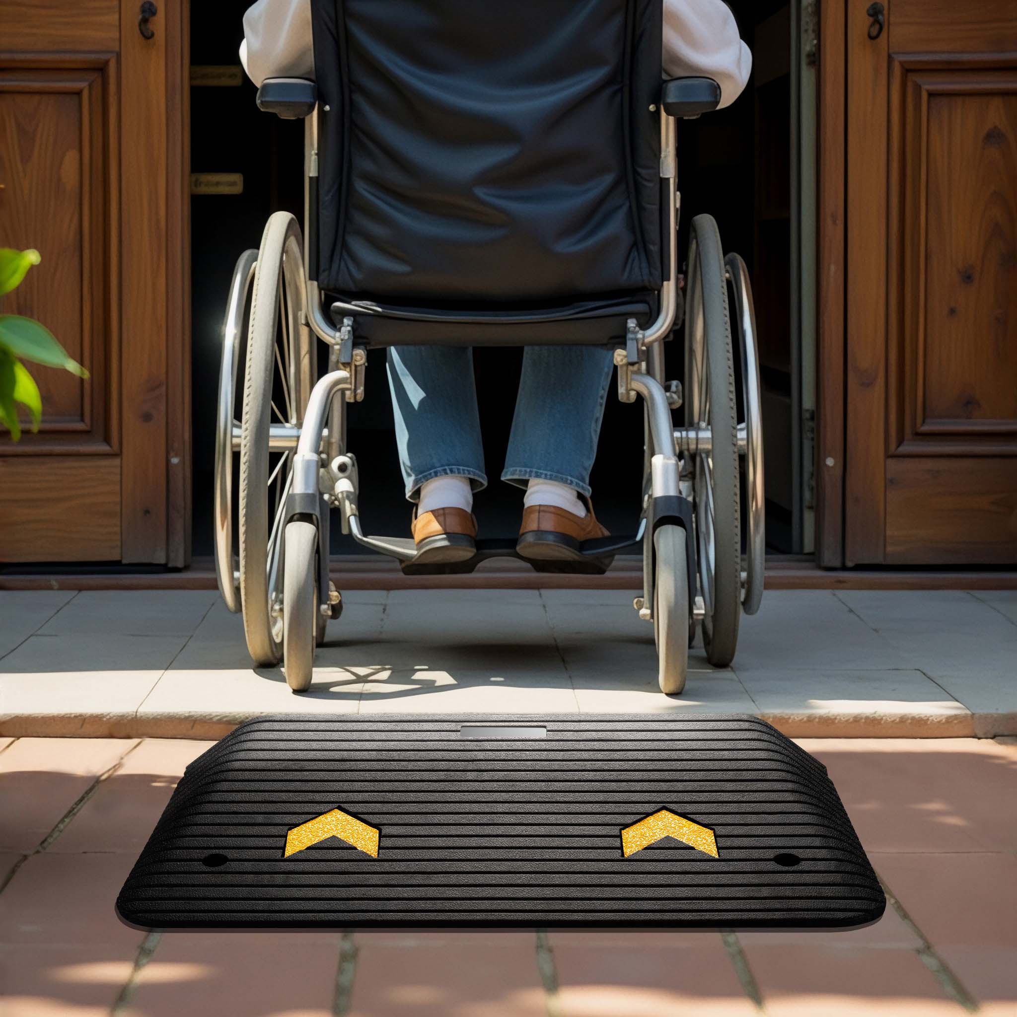 Rampa in gomma per marciapiede e soglia 901,7x533,4x88,9 mm max 50 t con elementi riflettenti