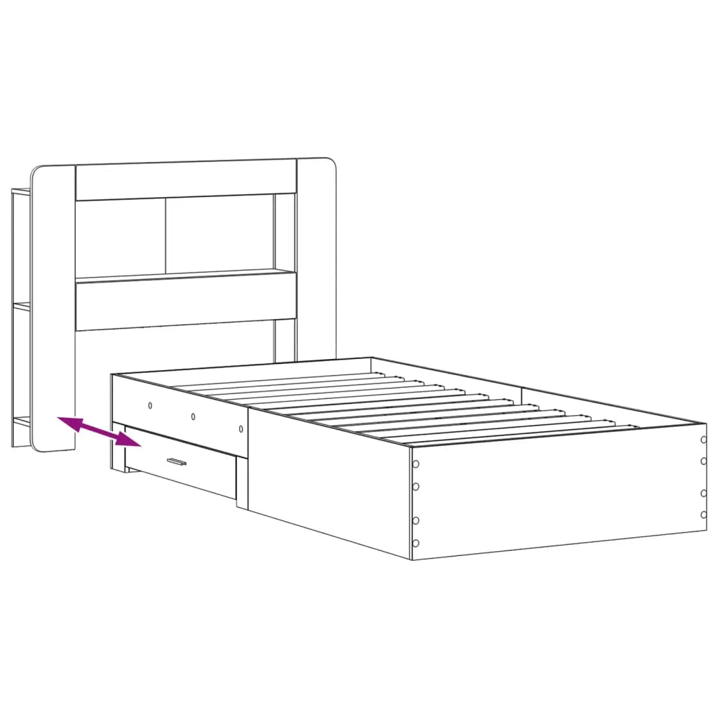 Telaio del letto con storage Sonoma grigio 100 x 200 cm