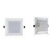 FARETTO LED PANNELLO 12 WATT INCASSO A MOLLA QUADRATO VETRO 3 COLORI