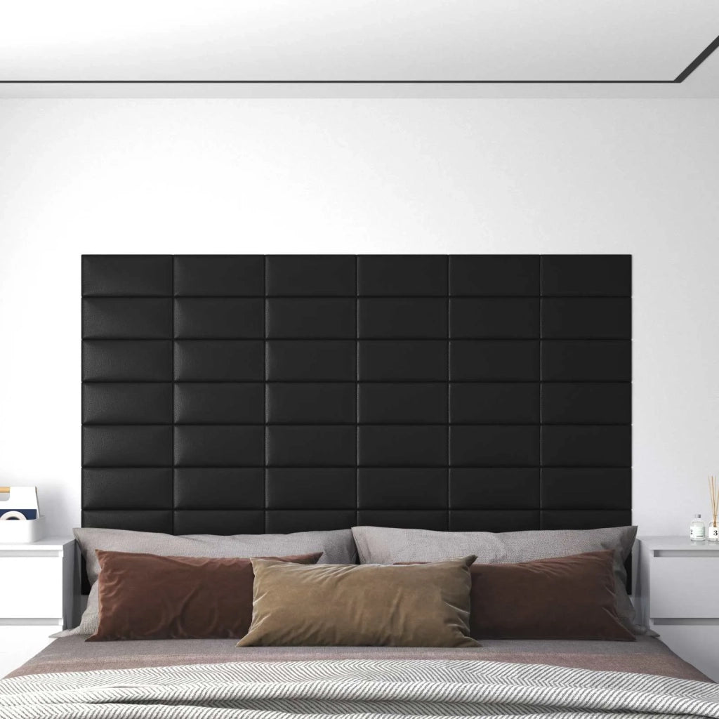 Testiera | Testata da Parete 12 pcs Nero 30 x 15 cm Tessuto