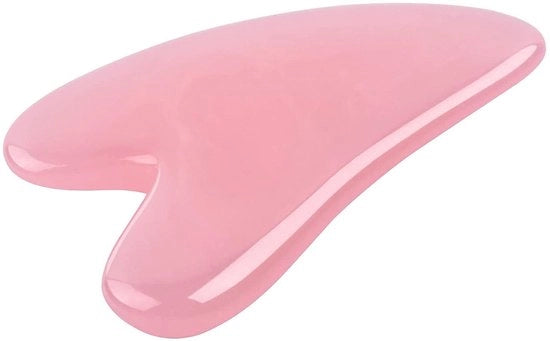 Gua Sha per massaggi facciali e corporali con cristallo di rosa - Acupressione - Migliora la circolazione linfatica e sanguigna