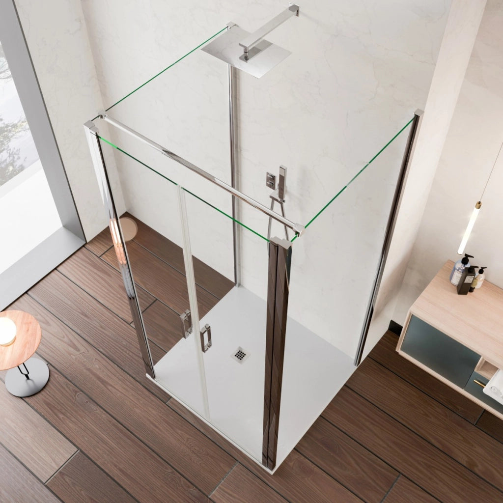 Box doccia saloon tre lati senza profili trasparente 6mm h195 dobla, misura 75x75x75