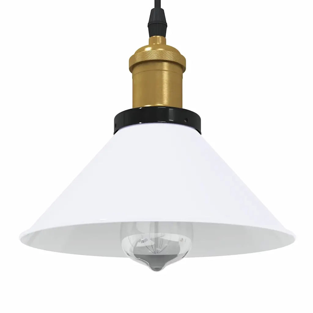 Lampada Sospensione Regolabile E27 Bianco Lucido ?22cm Metallo CFW1324317