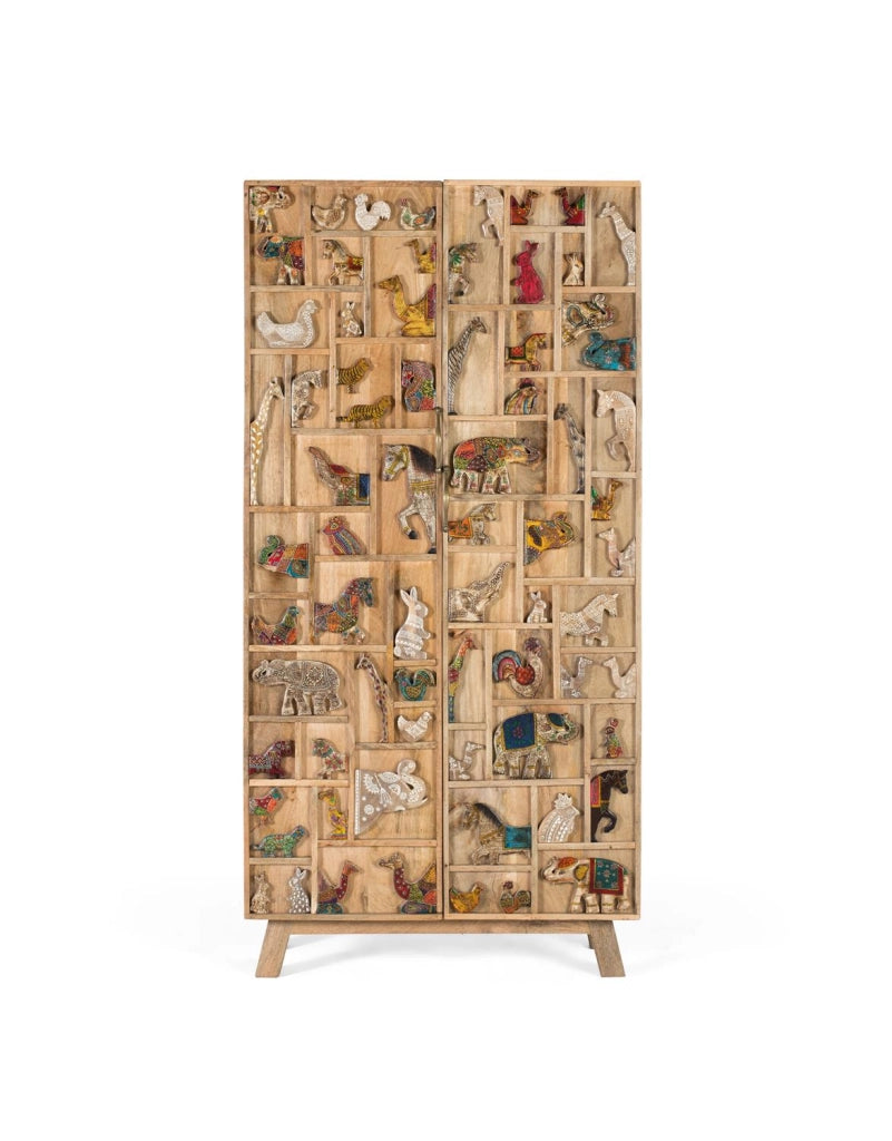 Mobile in legno di mango dipinto a mano