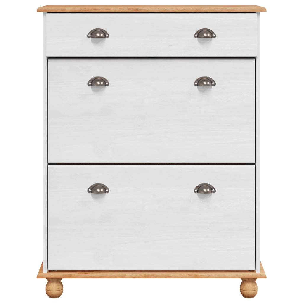 Armadio per scarpe ASKIM Bianco 85x35x108 cm in legno massello di pino