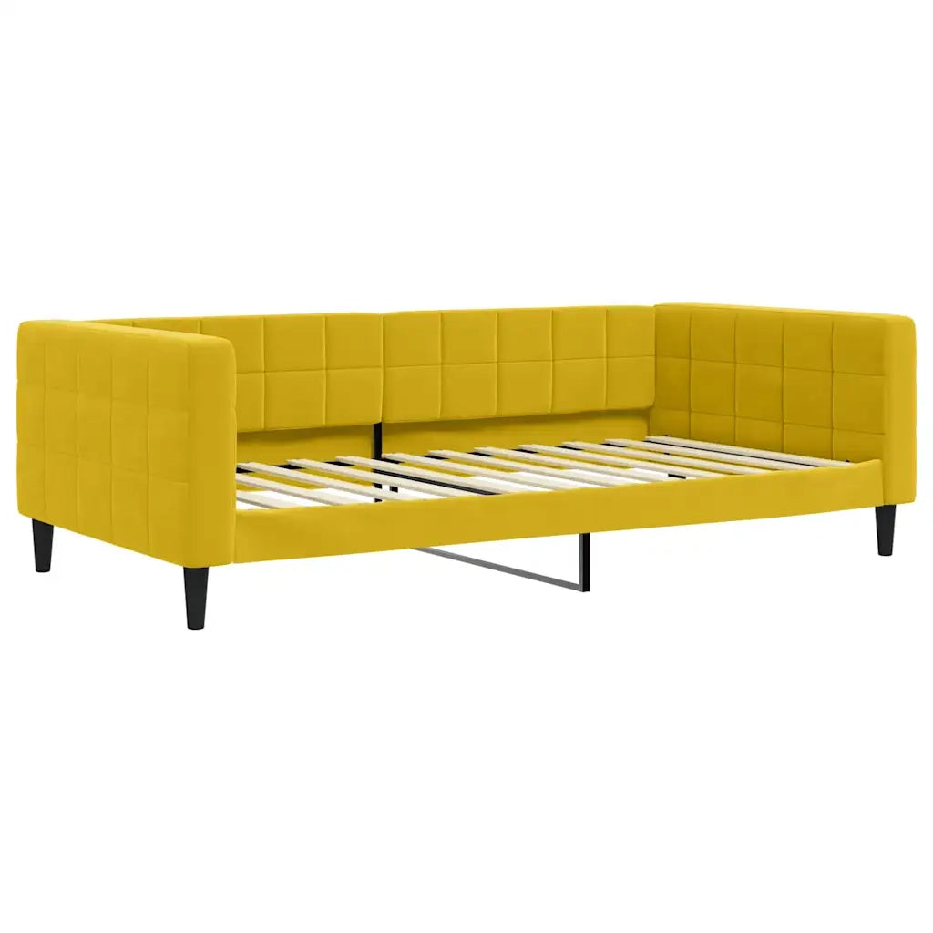 Divano Letto Estraibile con Cassetti Giallo 100x200cm Velluto 3196751