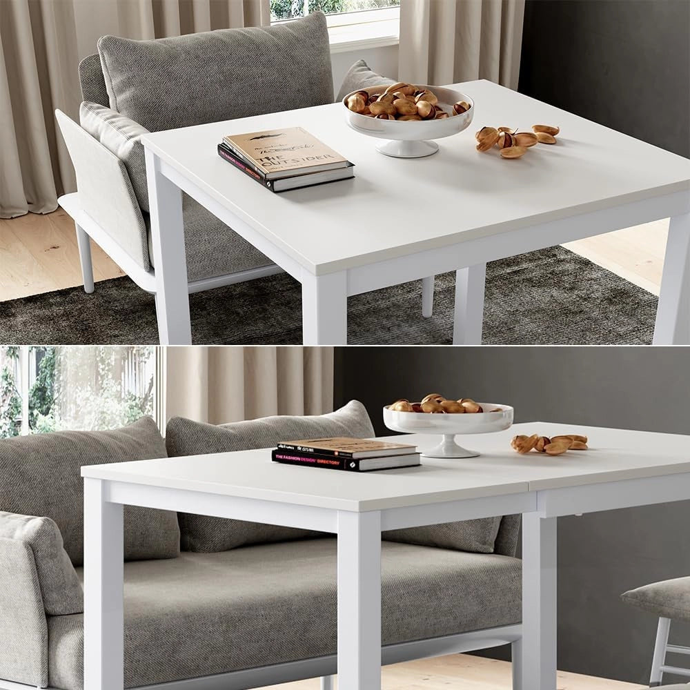 Tavolo da pranzo Granny, Bianco, 120 x 70 cm Estensibile, con funzione di estensione per lunghezze del tavolo variabili