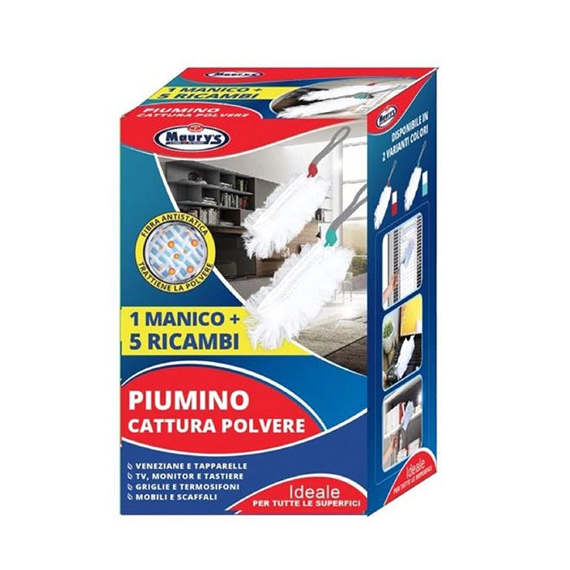 MAURY'S SET PIUMINO CATTURA POLVERE MANICO + 5 RICAMBI