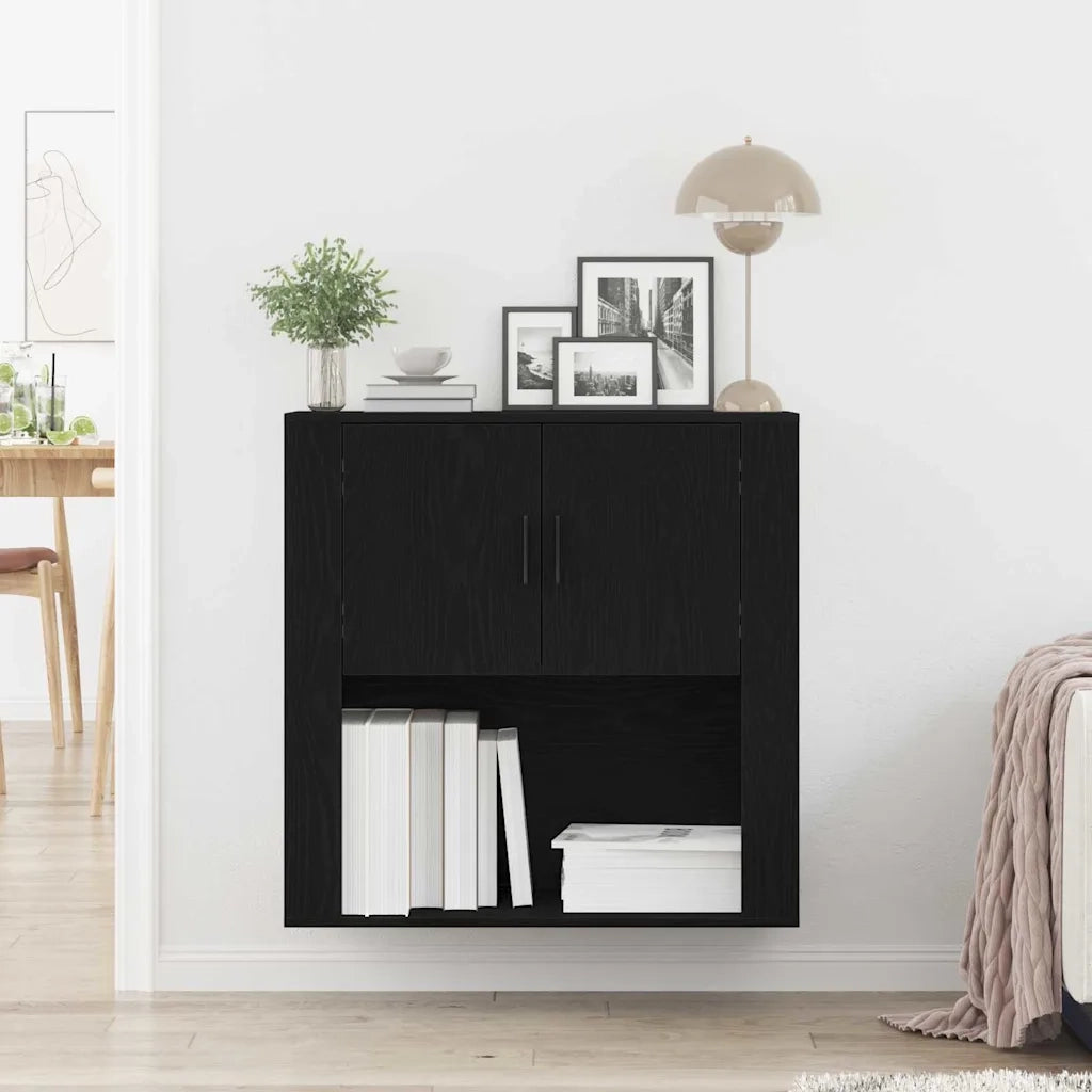 Armadietto a Muro | Mobile a Parete Rovere nero 80 x 33 x 80 cm Legno multistrato