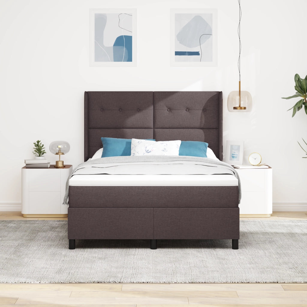 Letto con Box Spring e Materasso con LED in Marrone Scuro, 140x190 cm, Tessuto